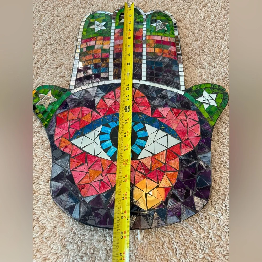 Large Hamsa Hand Mosaic Wall Hanging, 19.75